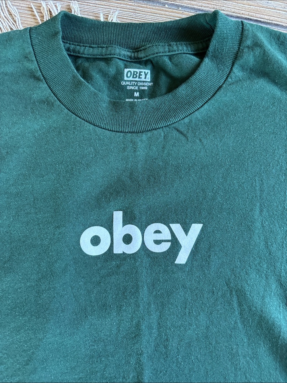 Obey Dark Green Short Sleeve Logo Tee M